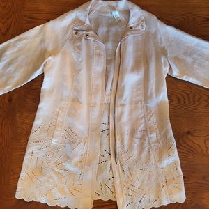 Chico’s Linen Peach Jacket Zippered Tunic Top Women’s Size 1 Medium